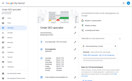 screenshot gegevens bedrijf