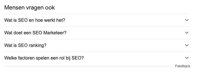 Voorbeeld mensen vragen ook seo