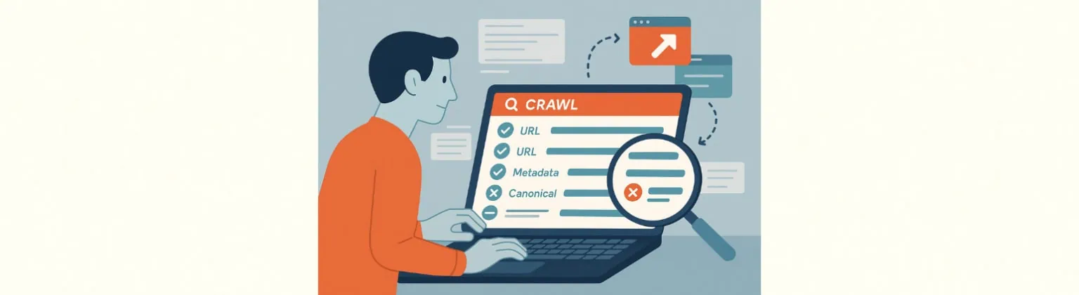 Man zit achter zijn laptop een website crawl uit te voeren
