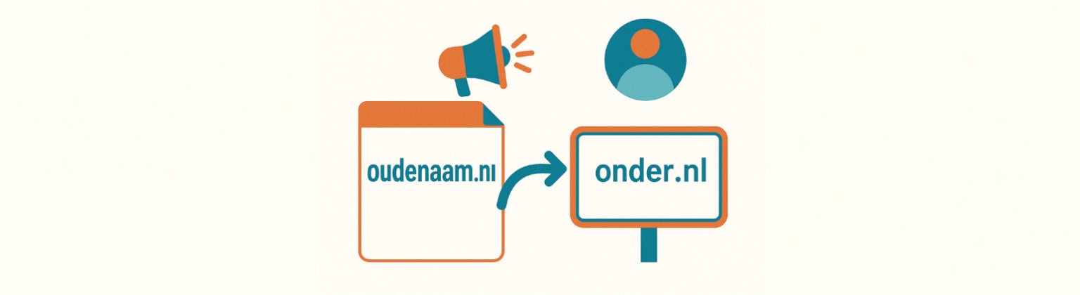 Voorbeeld van domeinwijziging van oudenaam.nl naar onder.nl