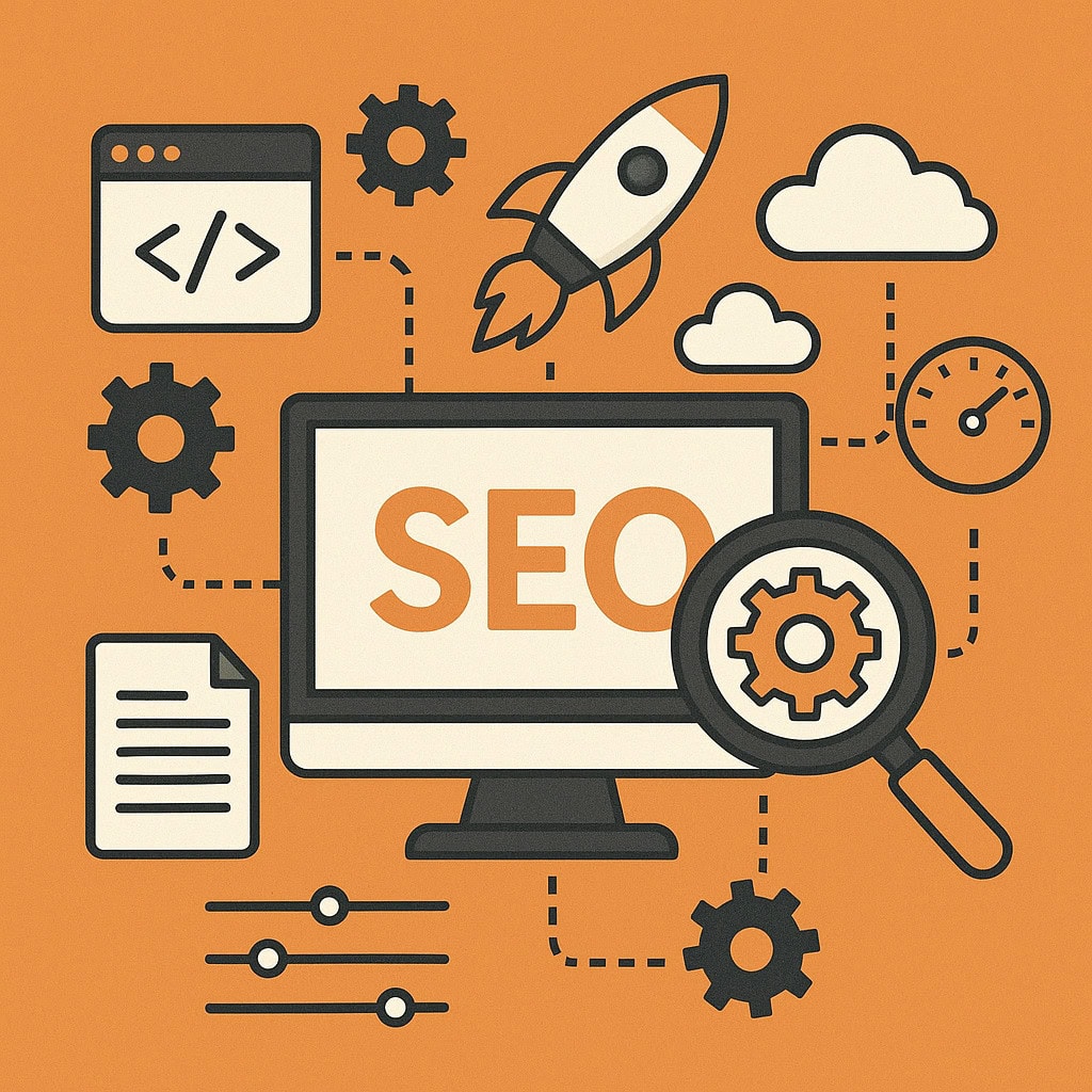 Screen with seo optimisation on it making it soar like a rocket