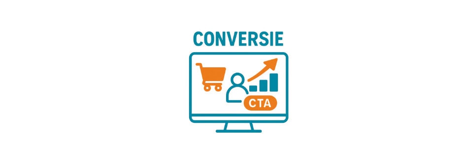 Visual depicting conversion in a shopping basket with a cta button