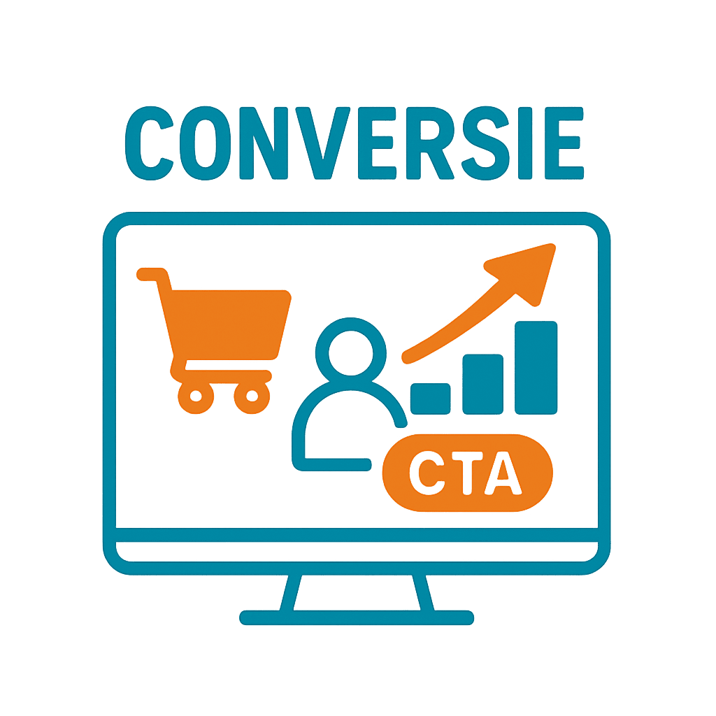 Wat is conversie? Scherm met koper en een pijl die omhoog gaat op een grafiek