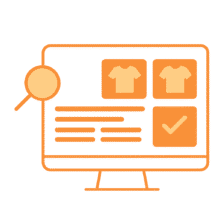 E-commerce search interface with magnifying glass
